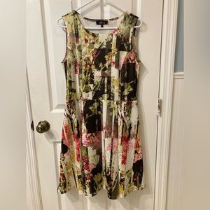 Lbisse Floral Semi Formal Midi Sleeveless Dress